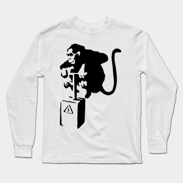 Monkey Detonate Stencil Long Sleeve T-Shirt by GTC_Design